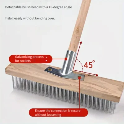Factory in Vietnam - Full VAT invoices - Global export ready- Wooden Handle Stainless Steel Wire Floor Brushes,  Ideal For Deck, Garage, Kitchen, Bathroom, Living Room, Toilet, Patio, Moss & Concrete Stain Removal, for Indoor & Outdoor use use